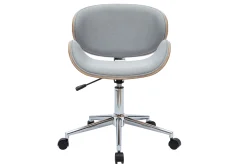 Miliboo Fauteuil De Bureau|Fauteuil De Bureau Petit Prix-Chaise de bureau à roulettes design en tissu gris clair, bois clair et acier chromé WALNUT