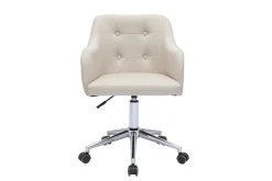 Miliboo Fauteuil De Bureau|Fauteuil De Bureau Petit Prix-Chaise de bureau à roulettes capitonnée en tissu beige et acier chromé BALTIK