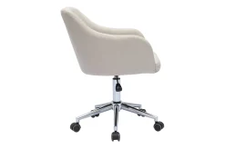 Miliboo Fauteuil De Bureau|Fauteuil De Bureau Petit Prix-Chaise de bureau à roulettes capitonnée en tissu beige et acier chromé BALTIK