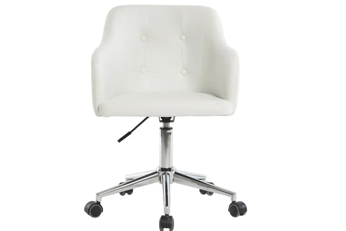 Miliboo Fauteuil De Bureau|Fauteuil De Bureau Petit Prix-Chaise de bureau à roulettes design blanc et acier chromé BALTIK