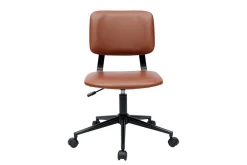 Miliboo Fauteuil De Bureau|Fauteuil De Bureau Petit Prix-Chaise de bureau à roulettes vintage marron et métal noir LAB