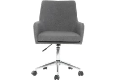 Miliboo Fauteuil De Bureau|Fauteuil De Bureau Petit Prix-Chaise de bureau à roulettes en tissu gris anthracite et acier chromé SHANA
