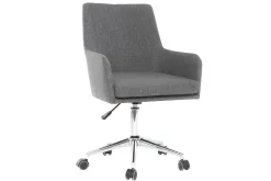 Miliboo Fauteuil De Bureau|Fauteuil De Bureau Petit Prix-Chaise de bureau à roulettes en tissu gris anthracite et acier chromé SHANA