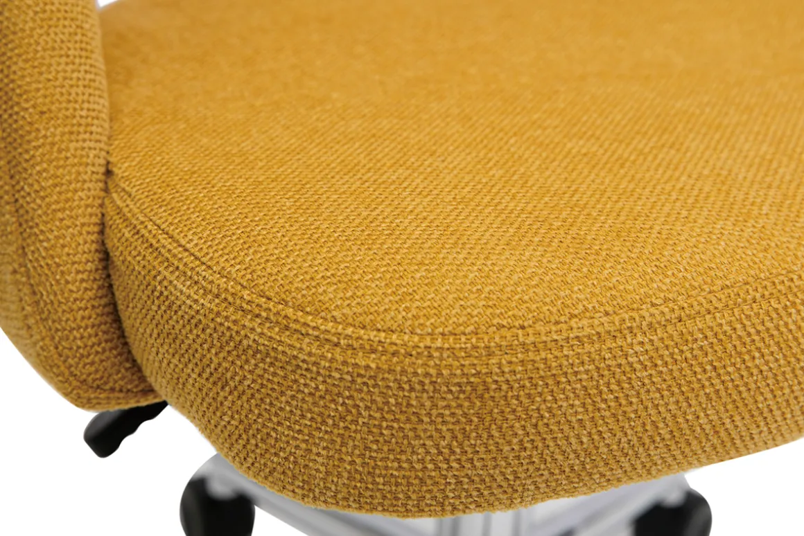 Miliboo Fauteuil De Bureau-Chaise de bureau à roulettes en tissu effet velours texturé jaune moutarde et acier chromé COSETTE