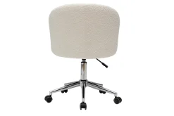 Miliboo Fauteuil De Bureau|Fauteuil De Bureau Petit Prix-Chaise de bureau à roulettes en tissu effet laine bouclée blanc cassé et acier chromé VANITY