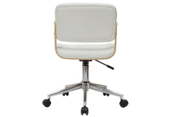 Miliboo Fauteuil De Bureau|Fauteuil De Bureau Petit Prix-Chaise de bureau à roulettes design blanc, bois clair et acier chromé ARAMON