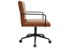 Miliboo Fauteuil De Bureau|Fauteuil De Bureau Petit Prix-Chaise de bureau à roulettes vintage marron et métal noir FLOKI