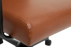 Miliboo Fauteuil De Bureau|Fauteuil De Bureau Petit Prix-Chaise de bureau à roulettes vintage marron et métal noir FLOKI