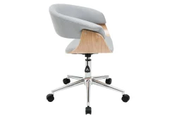 Miliboo Fauteuil De Bureau|Fauteuil De Bureau Petit Prix-Chaise de bureau à roulettes design en tissu gris clair, bois clair et acier chromé OKTAV