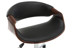 Miliboo Fauteuil De Bureau|Fauteuil De Bureau Petit Prix-Chaise de bureau à roulettes design noir, bois foncé noyer et acier chromé ARAMIS