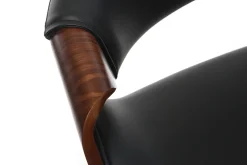 Miliboo Fauteuil De Bureau|Fauteuil De Bureau Petit Prix-Chaise de bureau à roulettes design noir, bois foncé noyer et acier chromé ARAMIS