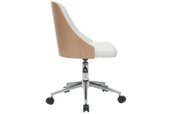 Miliboo Fauteuil De Bureau|Fauteuil De Bureau Petit Prix-Chaise de bureau à roulettes design blanc, bois clair et acier chromé QUINO