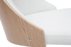 Miliboo Fauteuil De Bureau|Fauteuil De Bureau Petit Prix-Chaise de bureau à roulettes design blanc, bois clair et acier chromé QUINO
