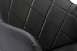 Miliboo Fauteuil De Bureau-Chaise de bureau à roulettes design noir, bois foncé noyer et acier chromé SANDRO