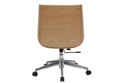Miliboo Fauteuil De Bureau-Chaise de bureau à roulettes design blanc, bois clair et acier chromé CURVED