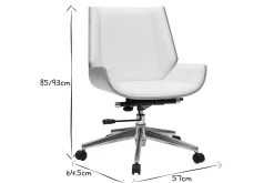 Miliboo Fauteuil De Bureau-Chaise de bureau à roulettes design blanc, bois clair et acier chromé CURVED