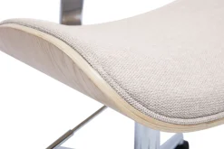 Miliboo Fauteuil De Bureau|Fauteuil De Bureau Petit Prix-Chaise de bureau à roulettes design en tissu effet velours texturé beige, bois clair chêne et métal MALMO