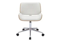 Miliboo Fauteuil De Bureau|Fauteuil De Bureau Petit Prix-Chaise de bureau à roulettes design blanc, bois clair et acier chromé RUBBENS