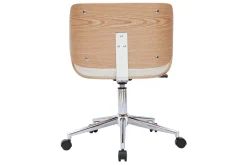Miliboo Fauteuil De Bureau|Fauteuil De Bureau Petit Prix-Chaise de bureau à roulettes design blanc, bois clair et acier chromé RUBBENS