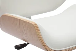 Miliboo Fauteuil De Bureau|Fauteuil De Bureau Petit Prix-Chaise de bureau à roulettes design blanc, bois clair et acier chromé RUBBENS