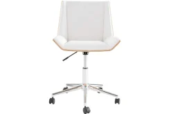 Miliboo Fauteuil De Bureau|Fauteuil De Bureau Petit Prix-Chaise de bureau à roulettes design blanc, bois clair et acier chromé MELKIOR