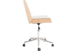 Miliboo Fauteuil De Bureau|Fauteuil De Bureau Petit Prix-Chaise de bureau à roulettes design blanc, bois clair et acier chromé MELKIOR