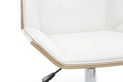 Miliboo Fauteuil De Bureau|Fauteuil De Bureau Petit Prix-Chaise de bureau à roulettes design blanc, bois clair et acier chromé MELKIOR