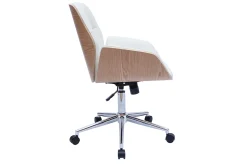 Miliboo Fauteuil De Bureau-Chaise de bureau à roulettes design blanc, bois clair et acier chromé MARLOW