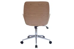 Miliboo Fauteuil De Bureau-Chaise de bureau à roulettes design blanc, bois clair et acier chromé MARLOW