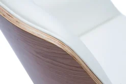 Miliboo Fauteuil De Bureau-Chaise de bureau à roulettes design blanc, bois clair et acier chromé MARLOW