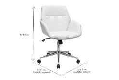 Miliboo Fauteuil De Bureau-Chaise de bureau à roulettes design blanc, bois clair et acier chromé MARLOW
