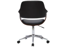 Miliboo Fauteuil De Bureau|Fauteuil De Bureau Petit Prix-Chaise de bureau à roulettes design noir, bois foncé noyer et acier chromé HANSEN