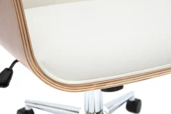 Miliboo Fauteuil De Bureau-Chaise de bureau à roulettes design blanc, bois clair et acier chromé RUFIN