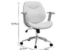 Miliboo Fauteuil De Bureau-Chaise de bureau à roulettes design blanc, bois clair et acier chromé YORKE