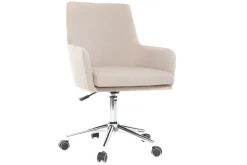 Miliboo Fauteuil De Bureau|Fauteuil De Bureau Petit Prix-Chaise de bureau à roulettes en tissu beige et acier chromé SHANA