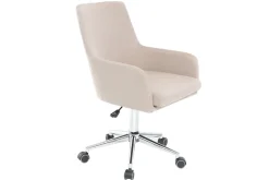 Miliboo Fauteuil De Bureau|Fauteuil De Bureau Petit Prix-Chaise de bureau à roulettes en tissu beige et acier chromé SHANA