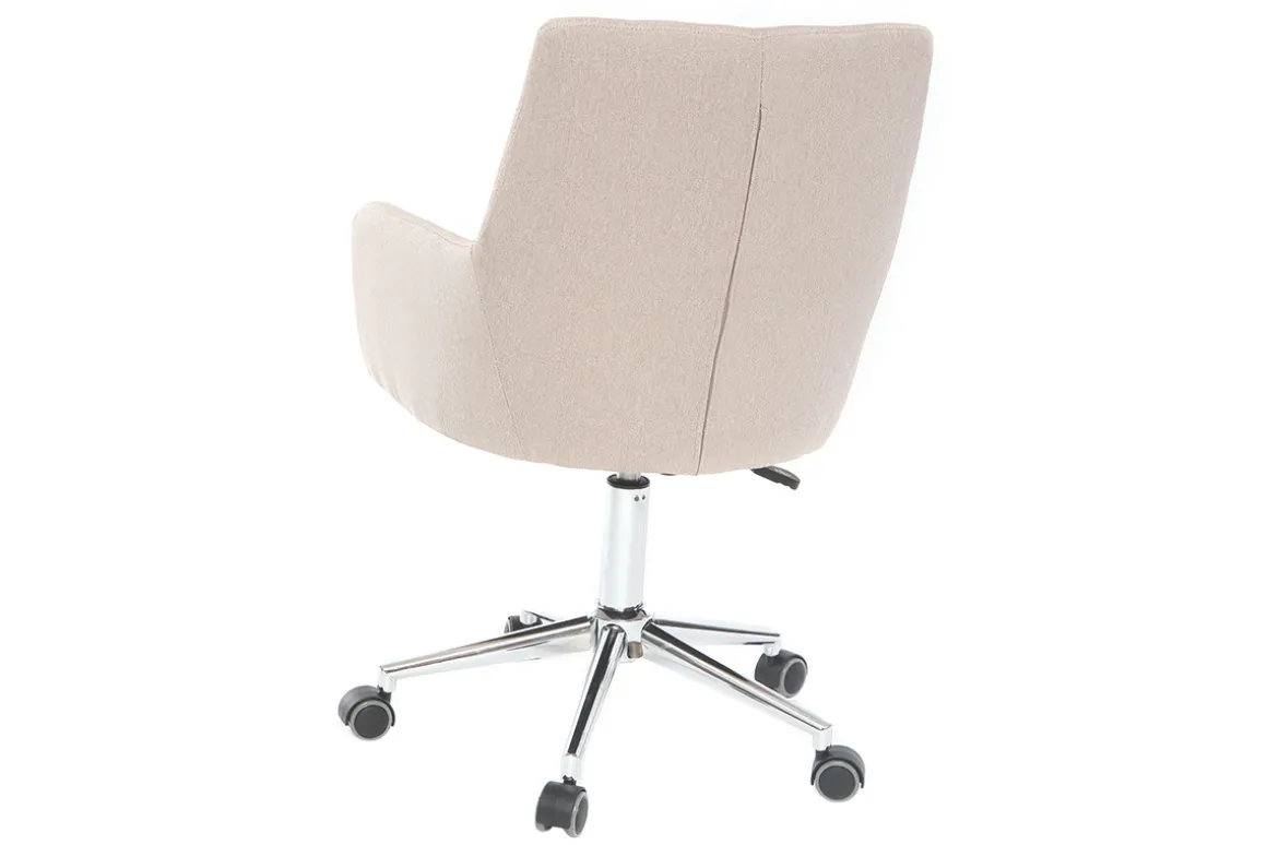 Miliboo Fauteuil De Bureau|Fauteuil De Bureau Petit Prix-Chaise de bureau à roulettes en tissu beige et acier chromé SHANA