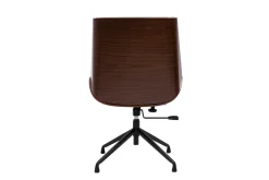 Miliboo Fauteuil De Bureau-Chaise de bureau design pivotante 360° noir, bois foncé noyer et métal noir CURVED