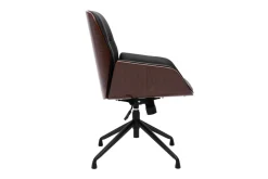 Miliboo Fauteuil De Bureau-Chaise de bureau design pivotante 360° noir, bois foncé et métal noir MARLOW