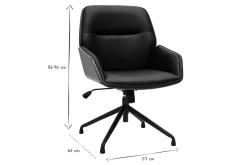 Miliboo Fauteuil De Bureau-Chaise de bureau design pivotante 360° noir, bois foncé et métal noir MARLOW