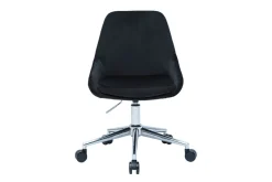 Miliboo Fauteuil De Bureau|Fauteuil De Bureau Petit Prix-Chaise de bureau design réglable en tissu velours noir et acier chromé 360° HOLO