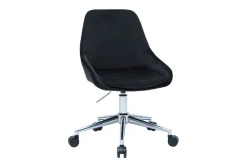 Miliboo Fauteuil De Bureau|Fauteuil De Bureau Petit Prix-Chaise de bureau design réglable en tissu velours noir et acier chromé 360° HOLO