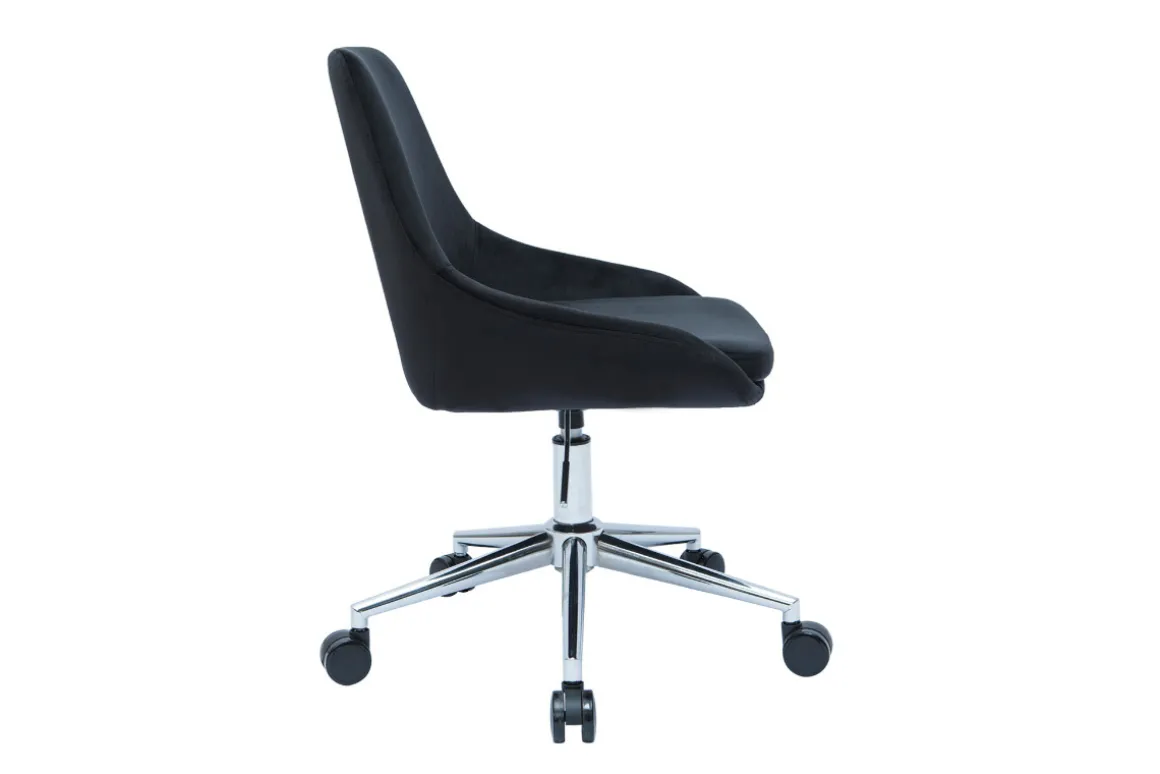 Miliboo Fauteuil De Bureau|Fauteuil De Bureau Petit Prix-Chaise de bureau design réglable en tissu velours noir et acier chromé 360° HOLO