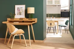 Miliboo Chaise Design|Chaise En Bois-Chaise design blanc et bois clair WALNUT