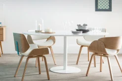 Miliboo Fauteuil Design|Voir Tous Les Fauteuils-Chaise design blanc et bois foncé RUBBENS