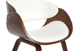Miliboo Fauteuil Design|Voir Tous Les Fauteuils-Chaise design blanc et bois foncé noyer BENT
