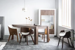 Miliboo Fauteuil Design|Voir Tous Les Fauteuils-Chaise design blanc et bois foncé noyer BENT