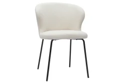 Miliboo Chaise Design-Chaise design blanche en tissu effet laine bouclée et métal noir YDA