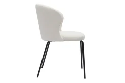 Miliboo Chaise Design-Chaise design blanche en tissu effet laine bouclée et métal noir YDA