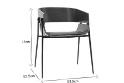 Miliboo Chaise Design|Chaise En Bois-Chaise design bois foncé et métal noir WESS